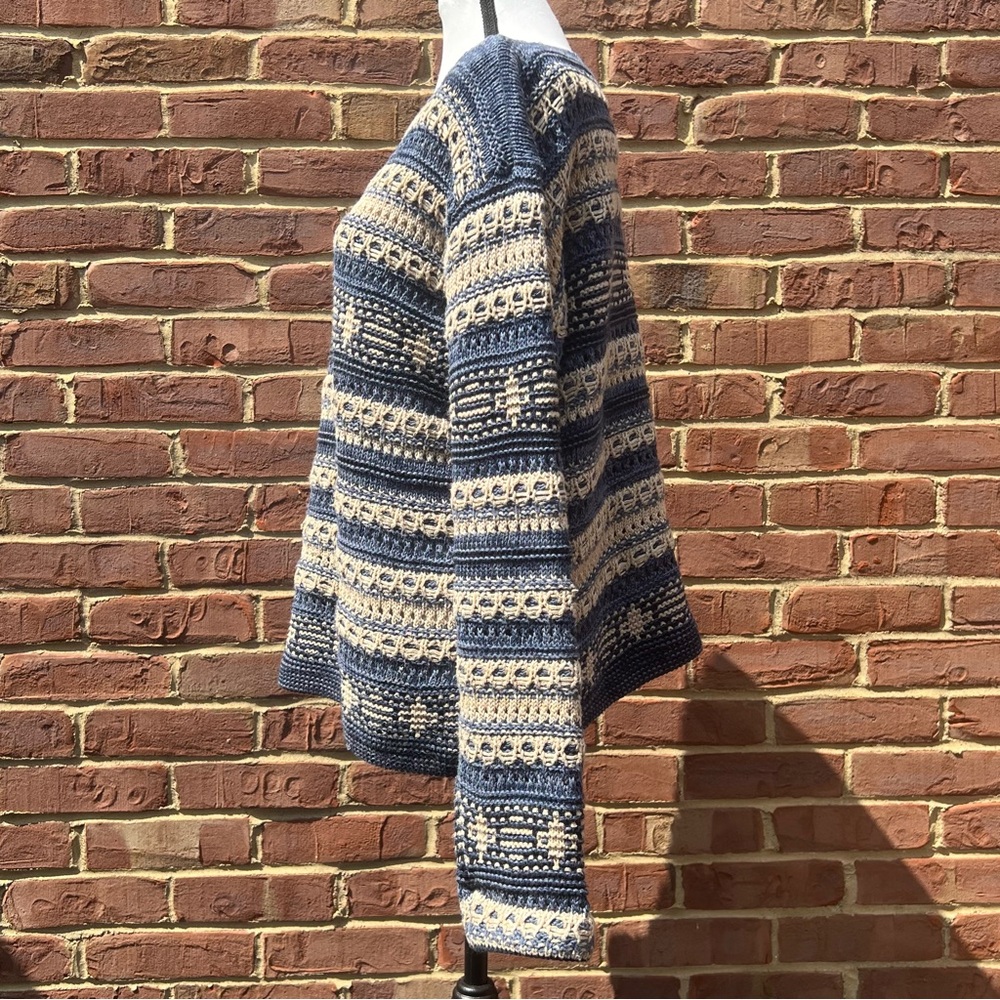 Orvis Women’s Striped Blue & Cream Sweater Sz M Eclectic Grandpa Cabincore Cozy - Picture 5 of 12
